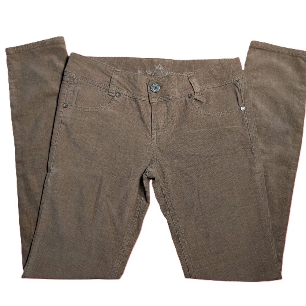 Almost Famous Corduroy Pants Juniors Size 9 Brown Stretch Straight Leg